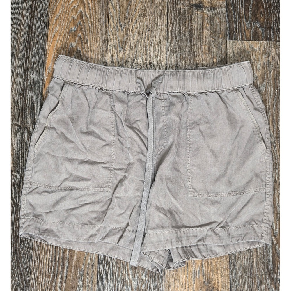 Becool Womens Size L Taupe Grey 100% Tencel Drawstring Elastic Waist Shorts
